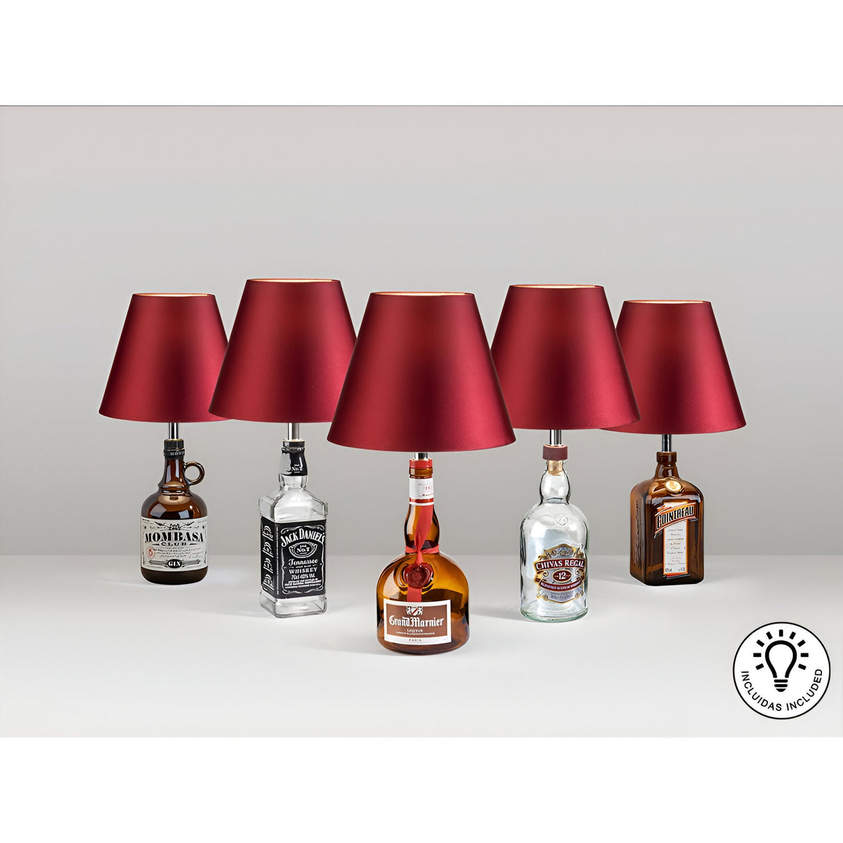 Bottle Table Lamp Kit With Satin Garnet Shade