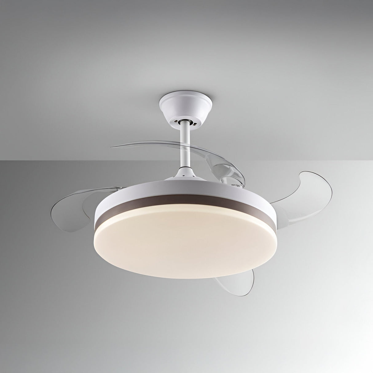 Vento CCT Dimmable LED Ceiling Retractable Fan Light - White/Bronze