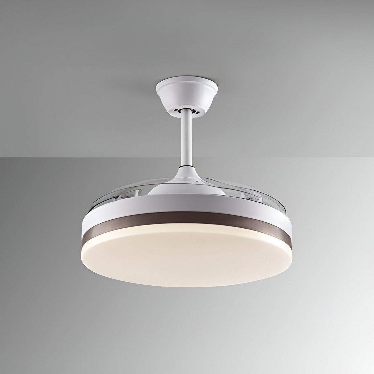 Vento CCT Dimmable LED Ceiling Retractable Fan Light - White/Bronze