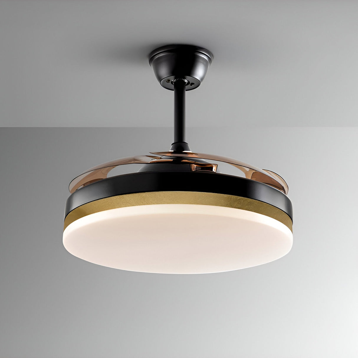 Vento CCT Dimmable LED Ceiling Retractable Fan Light - Black/Gold