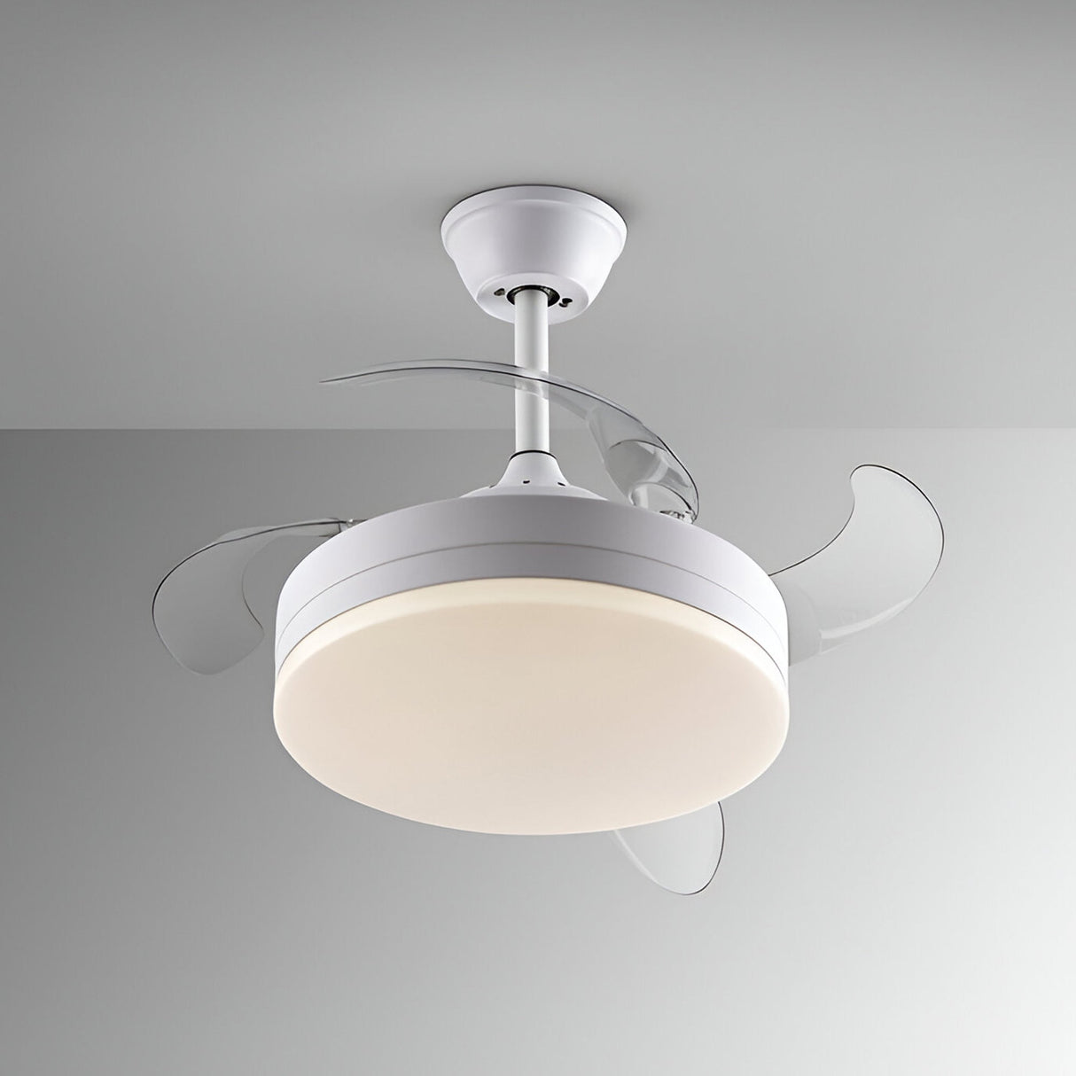 Vento Mini CCT Dimmable LED Ceiling Retractable Fan Light - White