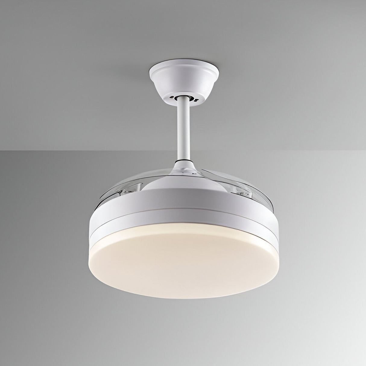 Vento Mini CCT Dimmable LED Ceiling Retractable Fan Light - White