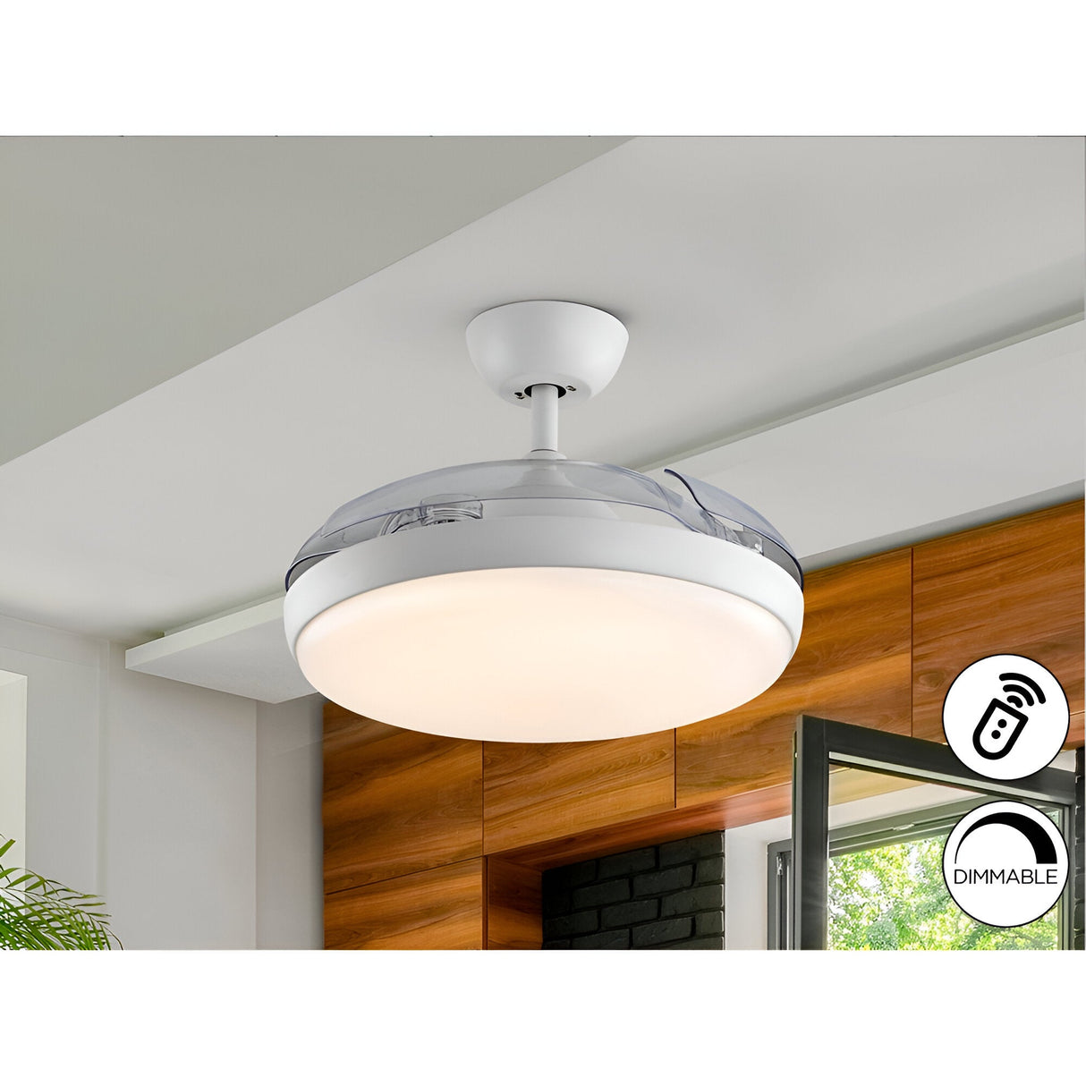Venturi CCT Dimmable LED Ceiling Retractable Fan Light - White