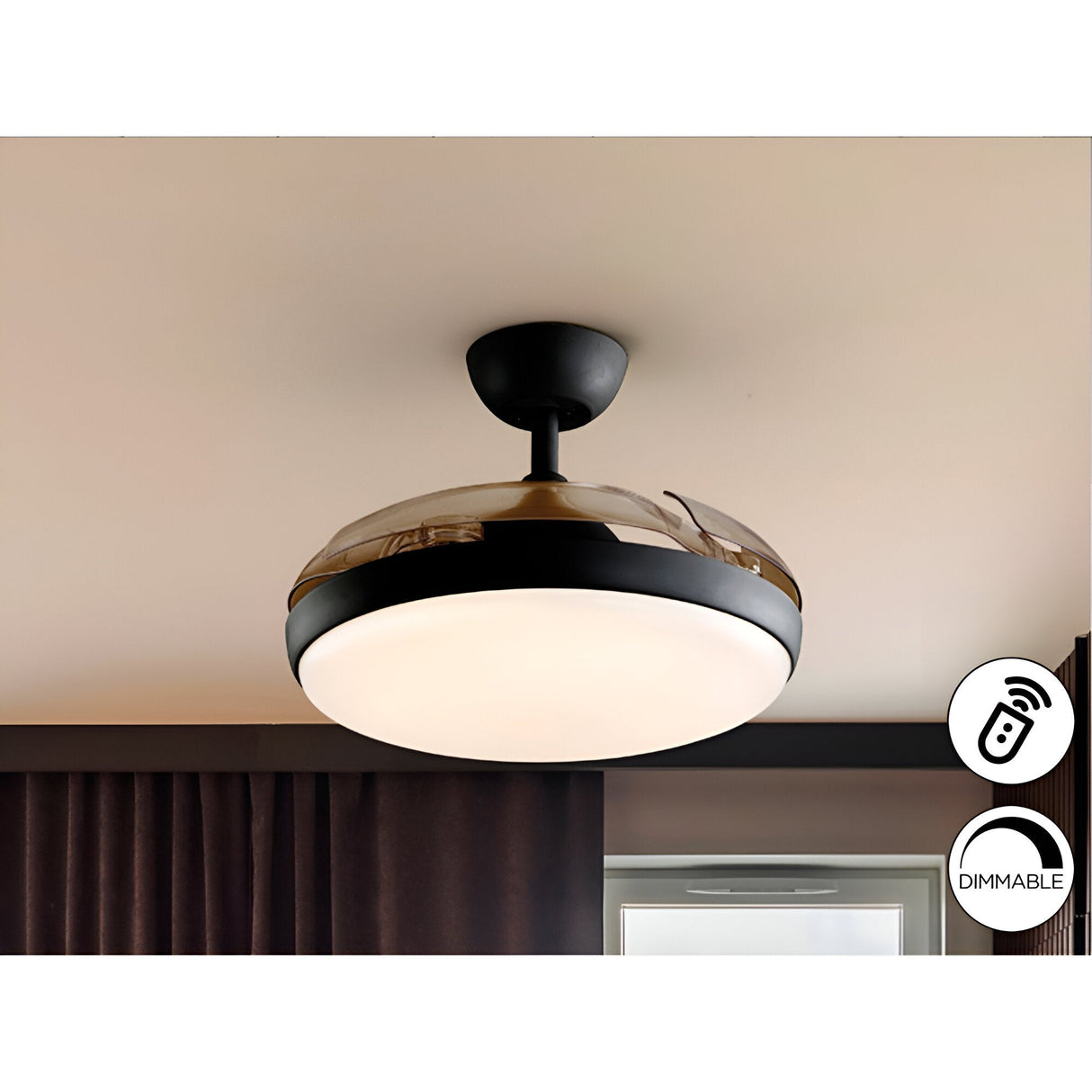 Venturi CCT Dimmable LED Ceiling Fan Light - Black/Brown