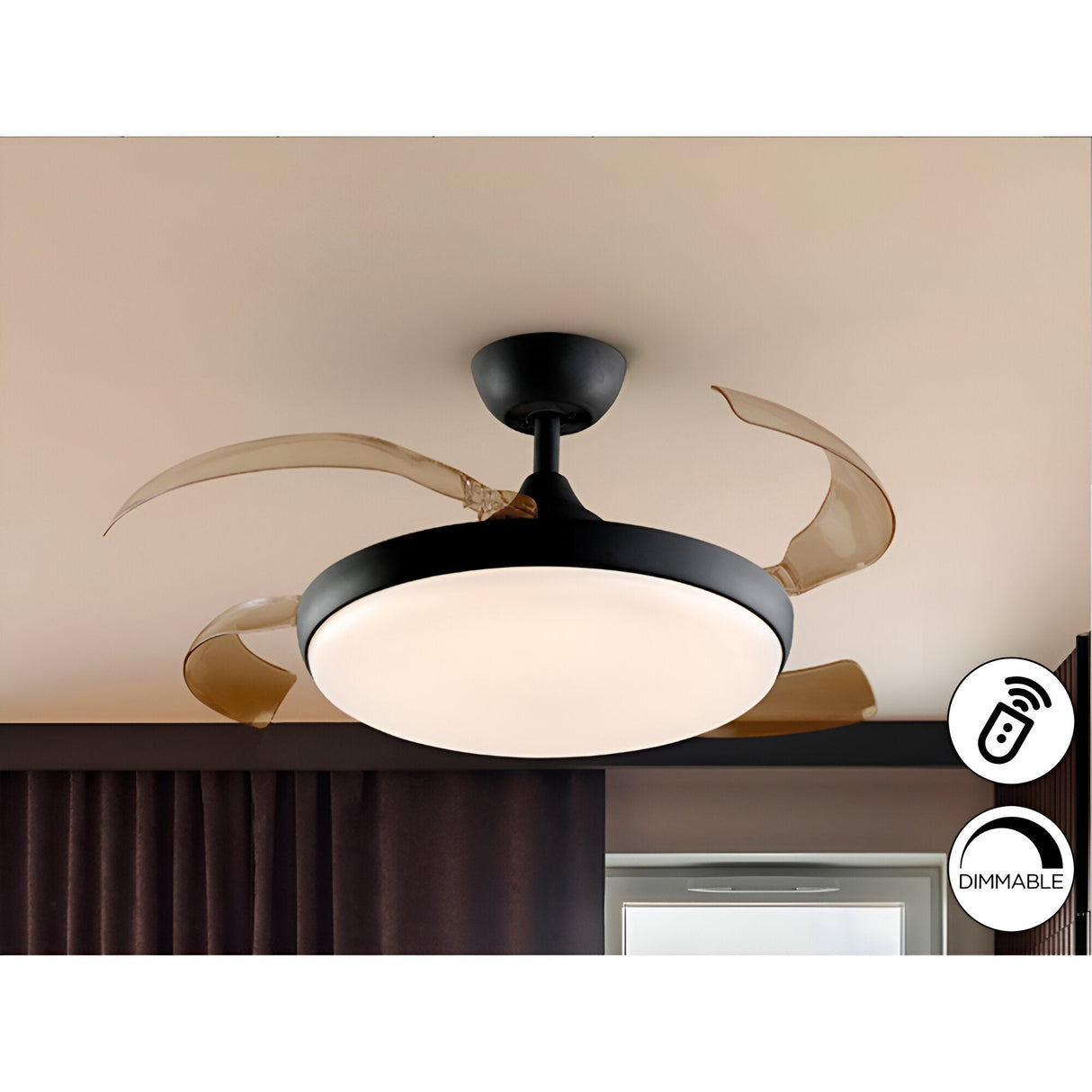 Venturi CCT Dimmable LED Ceiling Fan Light - Black/Brown