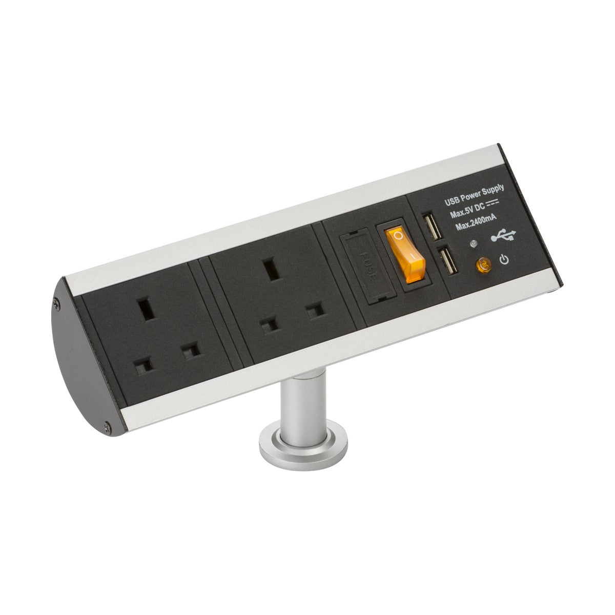 Desktop 13A 2G Socket with Dual USB-A (5V DC 2.4A shared) Max. 12W