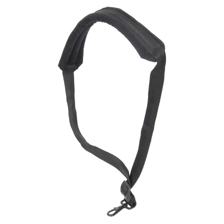 The Chord Saxophone Neck Strap is black and padded, featuring an adjustable clasp and a hook at one end, designed for comfortably carrying your camera.