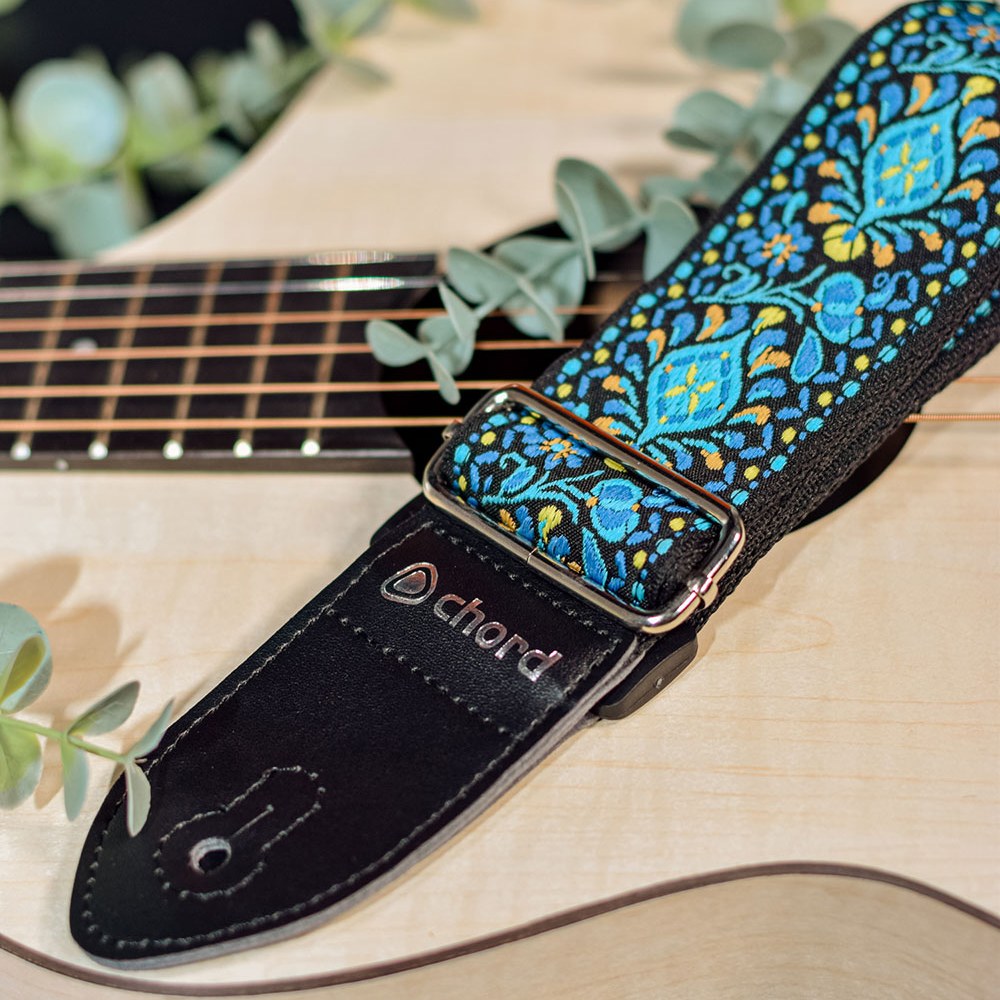 Chord STP-BFL2 Blue Floral Embroidered Guitar Strap