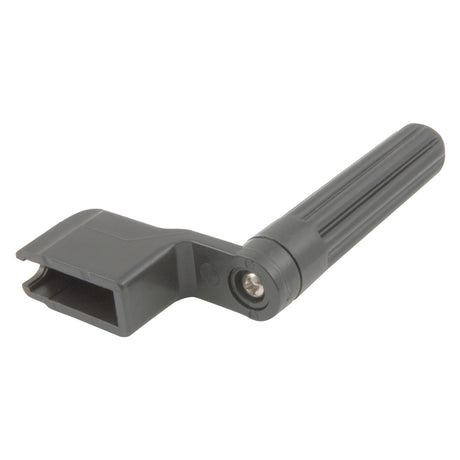The Chord Standard String Winder, featuring a black plastic handle with a textured grip for ease of use, includes an angled flat-edged connector. It is securely attached by a screw to ensure reliable performance.