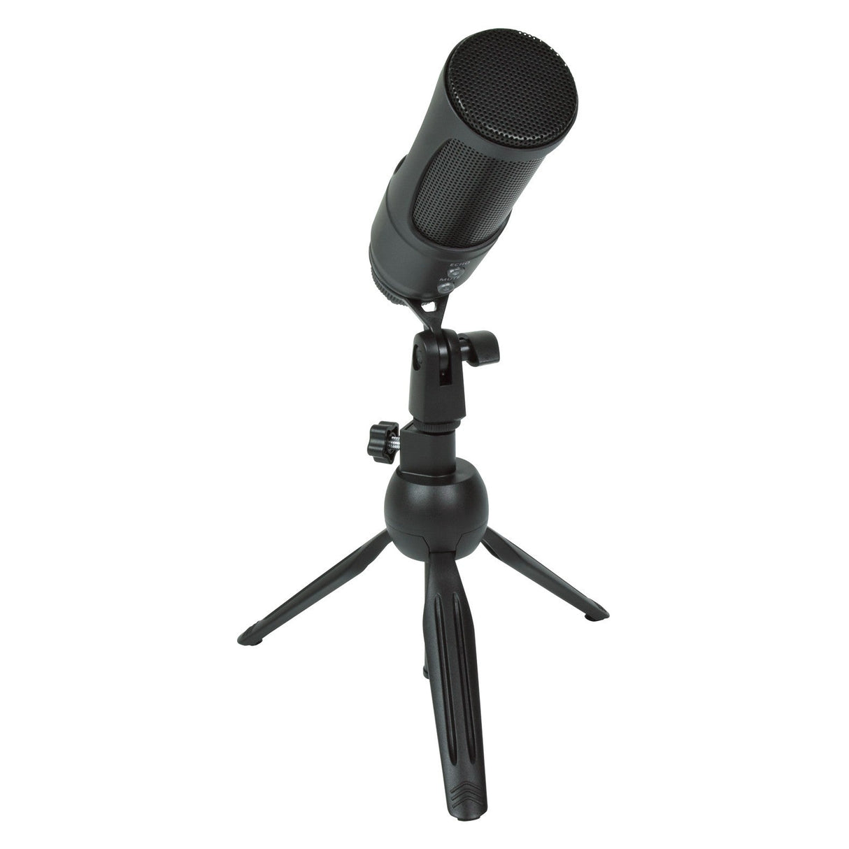 The Citronic USB Recording Microphone and Stand, in black with a small tripod mount, is angled slightly forward against a plain white background.
