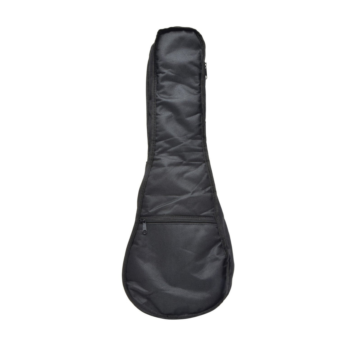 Introducing the Chord Padded Concert Ukulele Gig Bag, a sleek black case ideal for your ukulele. It includes a secure zipper closure and a front external pocket for storing accessories. The case is displayed upright against a white background, making it perfect as your go-to gig bag.