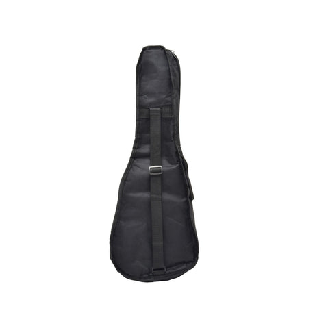 The Chord Padded Tenor Ukulele Gig Bag, designed in black with a zipper and shoulder strap, is expertly crafted from durable 600D Oxford material. It stands upright and incorporates foam padding similar to ukulele gig bags, providing enhanced protection to keep your instrument secure.