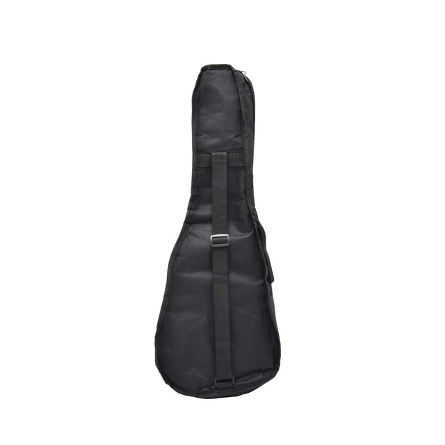 The Chord Padded Tenor Ukulele Gig Bag, designed in black with a zipper and shoulder strap, is expertly crafted from durable 600D Oxford material. It stands upright and incorporates foam padding similar to ukulele gig bags, providing enhanced protection to keep your instrument secure.