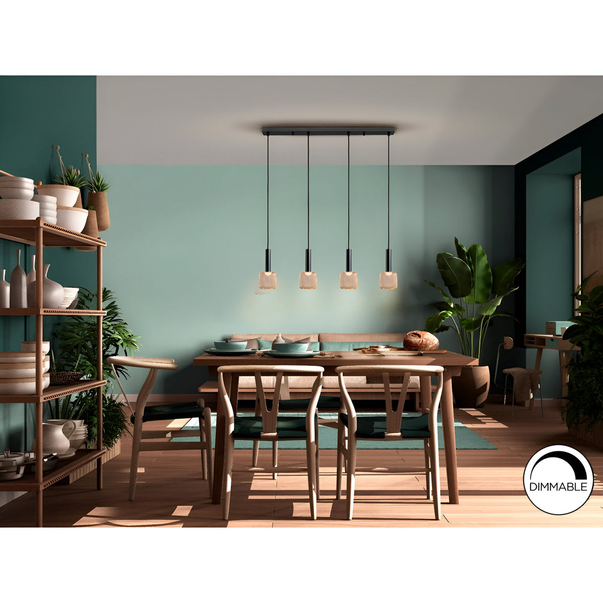 Sincro 4 Light LED Metal Mesh Bar Pendant 5W 3000K - Black/Gold