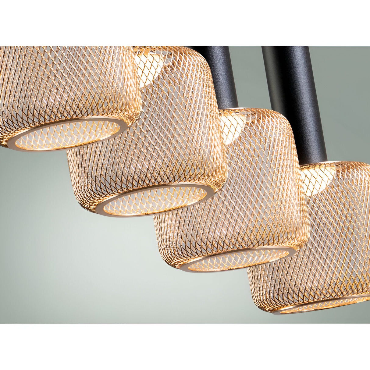 Sincro 4 Light LED Metal Mesh Bar Pendant 5W 3000K - Black/Gold