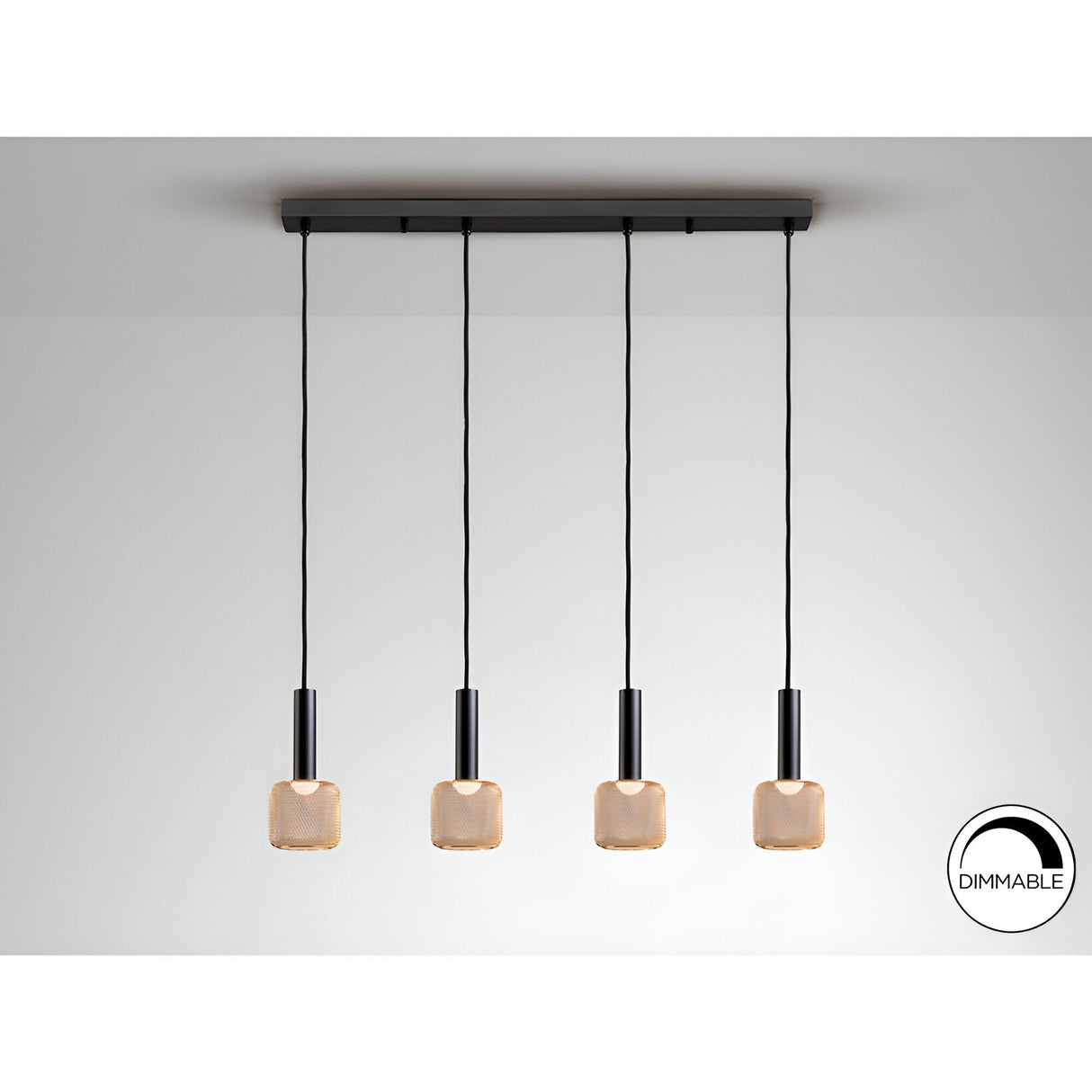 Sincro 4 Light LED Metal Mesh Bar Pendant 5W 3000K - Black/Gold