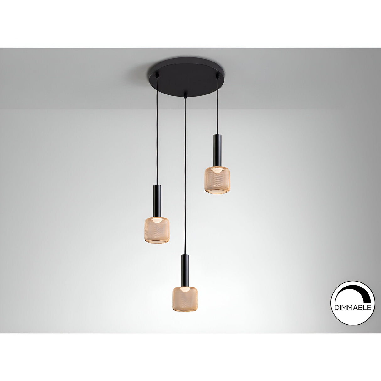 Sincro 3 Light LED Metal Mesh Cluster Pendant Light 5W 3000K - Black/Gold