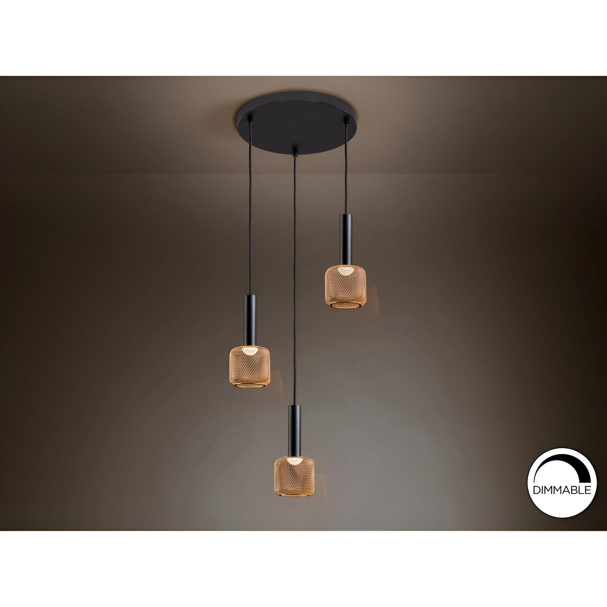 Sincro 3 Light LED Metal Mesh Cluster Pendant Light 5W 3000K - Black/Gold