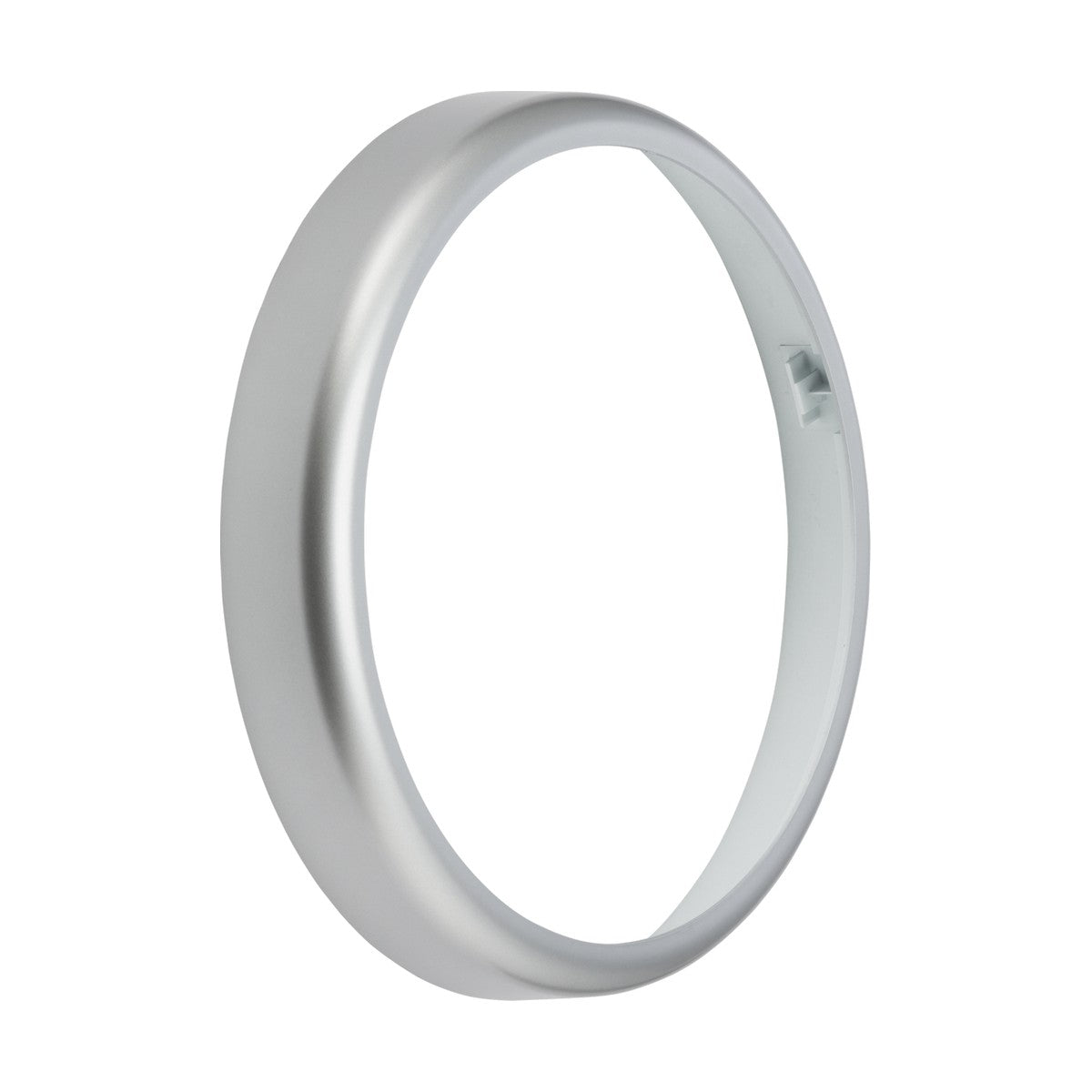Photographed against a white background is the Bezel Accessory For BT14 - Silver, a circular metallic ring featuring a smooth, minimalist design with a sleek silver finish.