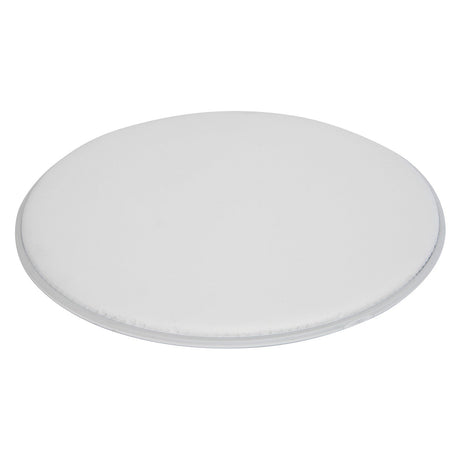 A simple, circular 13-inch cushion with a smooth, coated surface inspired by the Chord Drum Head.
