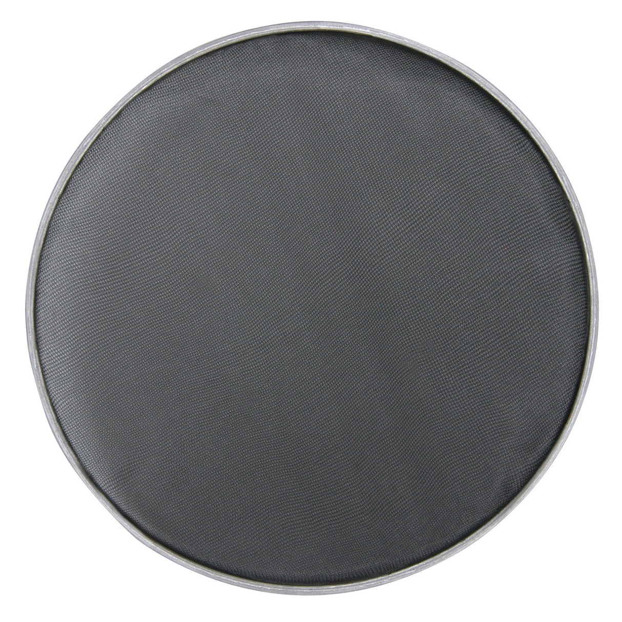 A top view of the Chord Drum Head - Mesh - 20 Inch, featuring a round, metal frame with black nylon mesh that resembles a cooking splatter screen.