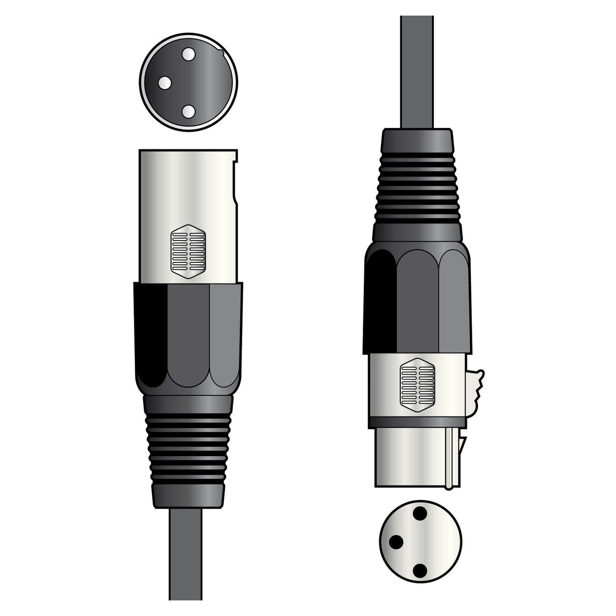 QTX DMX Lighting Lead 3-Pin XLR Plug To 3-Pin XLR Socket - 10m