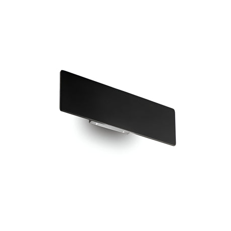 The Flara LED Wall Light 12.5W 3000K - Black, measuring 29cm and featuring a sleek, rectangular design with minimalist aesthetics, is centered against a white background.