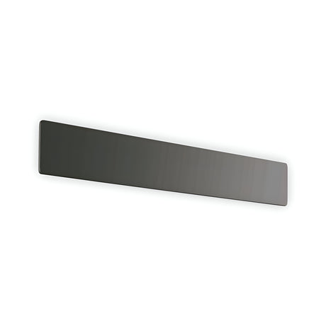 On a white background, the Flara LED Wall Light 23W 3000K - Black, measuring 53cm, showcases a sleek and elongated rectangular design. It features a modern minimalist aesthetic with a smooth dark surface and rounded edges, emphasizing its energy-efficient performance.