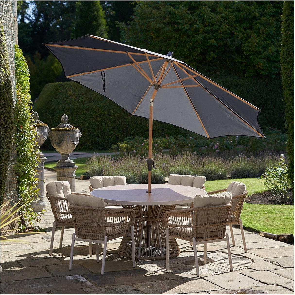 Riva Teak Anthracite Parasol - 3m