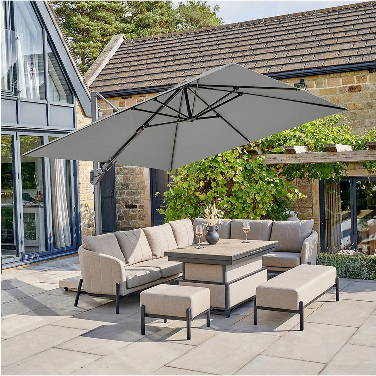 Challenger T2 Premium Manhattan Grey Cantilever Parasol - 3m