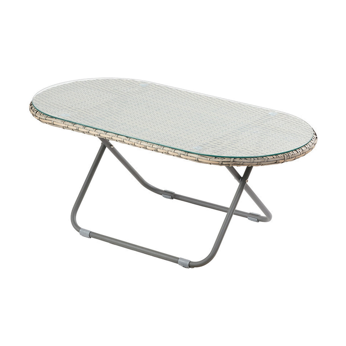 Tobs Outdoor Grey Synthetic Rattan Oval Lounger Table - 42cm