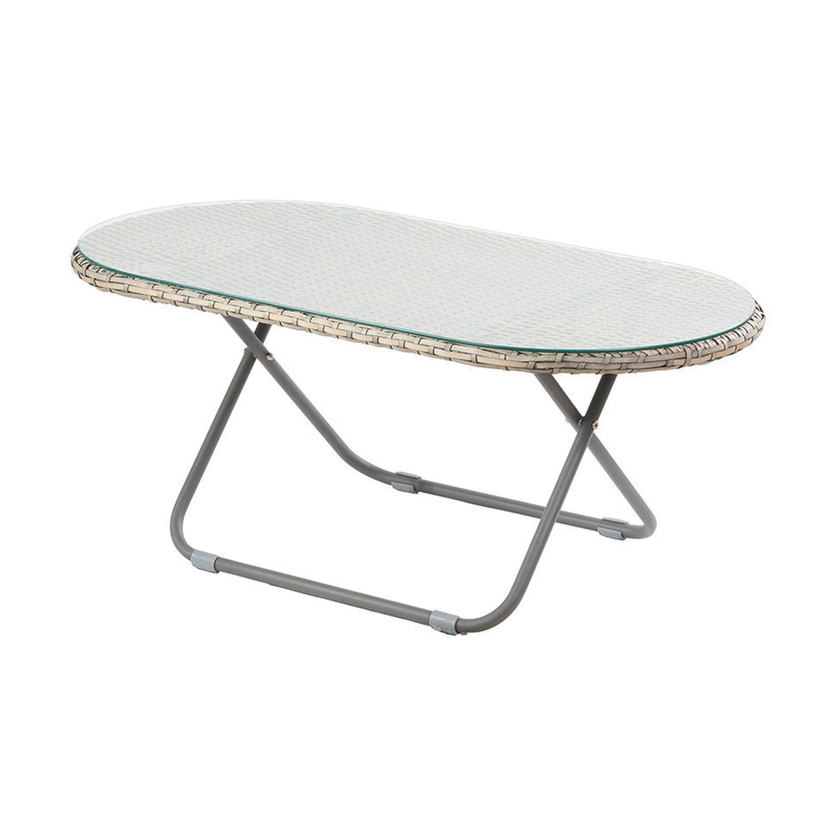 Tobs Outdoor Grey Synthetic Rattan Oval Lounger Table - 42cm