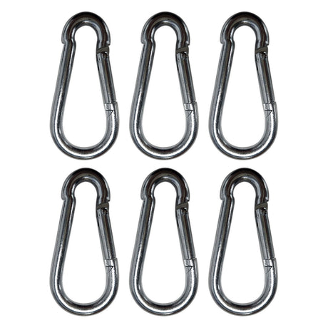 A set of six Citronic zinc-plated steel carabiners is displayed in two rows of three against a white background.
