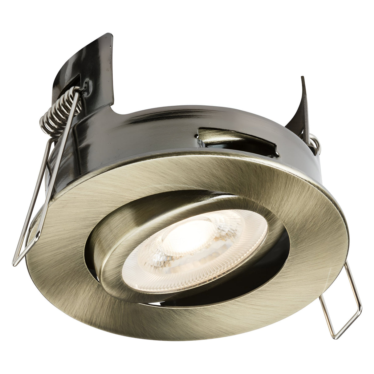 FireNova IP20 Tilt GU10 Fire-rated Open-back Downlight - Antique Brass