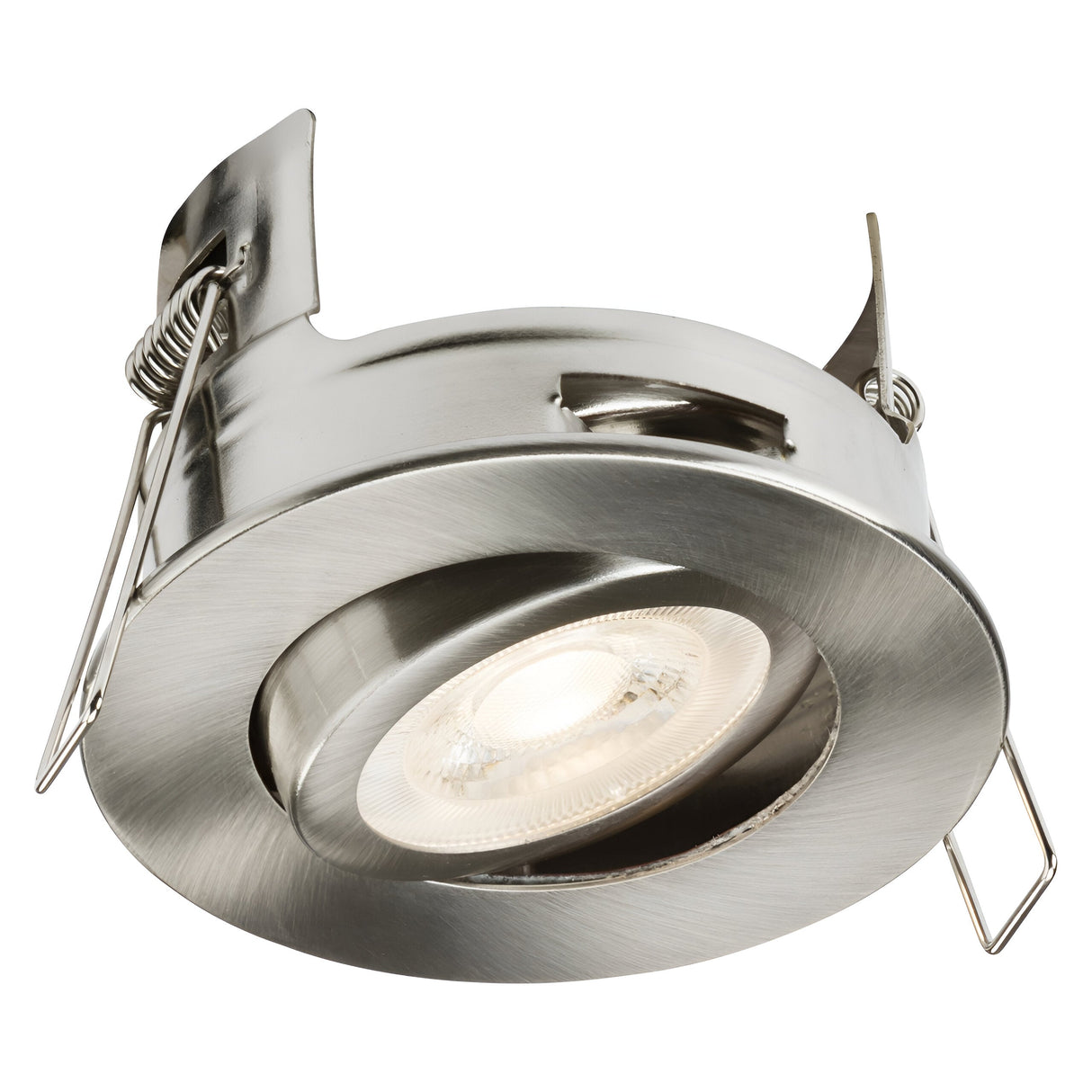 FireNova IP20 Tilt GU10 Fire-rated Open-back Downlight - Brushed Chrome