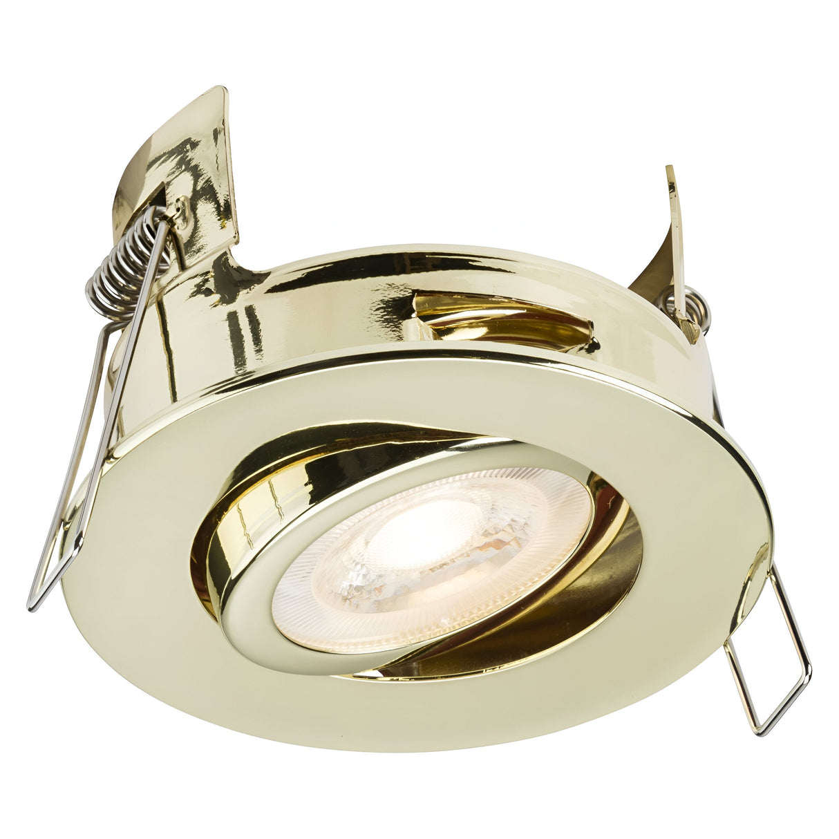 FireNova IP20 Tilt GU10 Fire-rated Open-back Downlight - Polished Brass