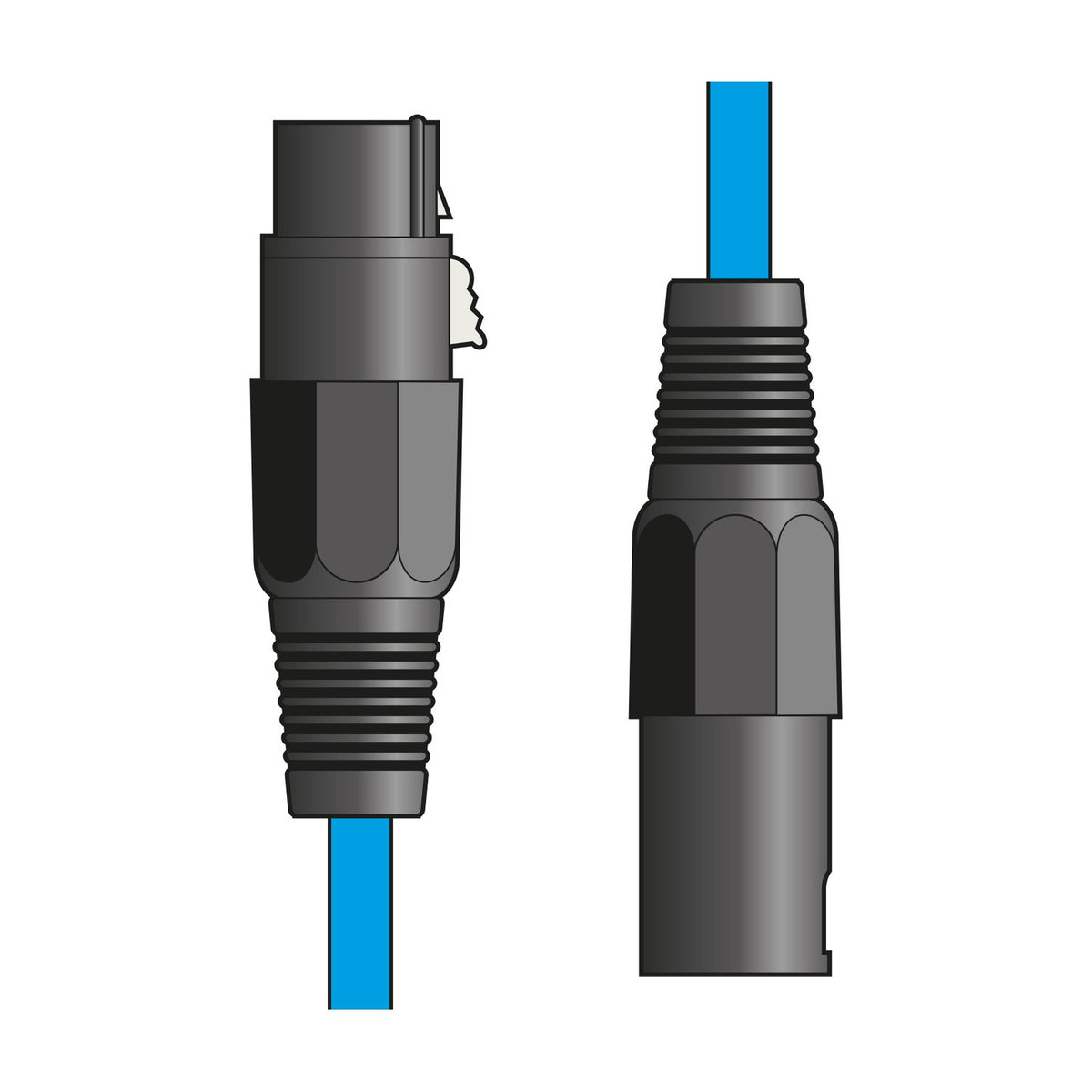 Citronic XF-XM1200BL balanced XLR microphone lead with female and male die-cast connectors on a blue cable, shown on a plain white background.