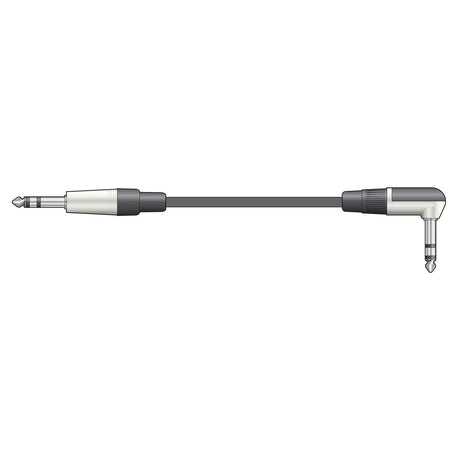 Illustration of a Citronic Classic Audio Lead in black, showcasing pure copper conductors. It features a straight 6.3mm TRS jack connector on the left and a right-angle connector on the right, all set against a white background.