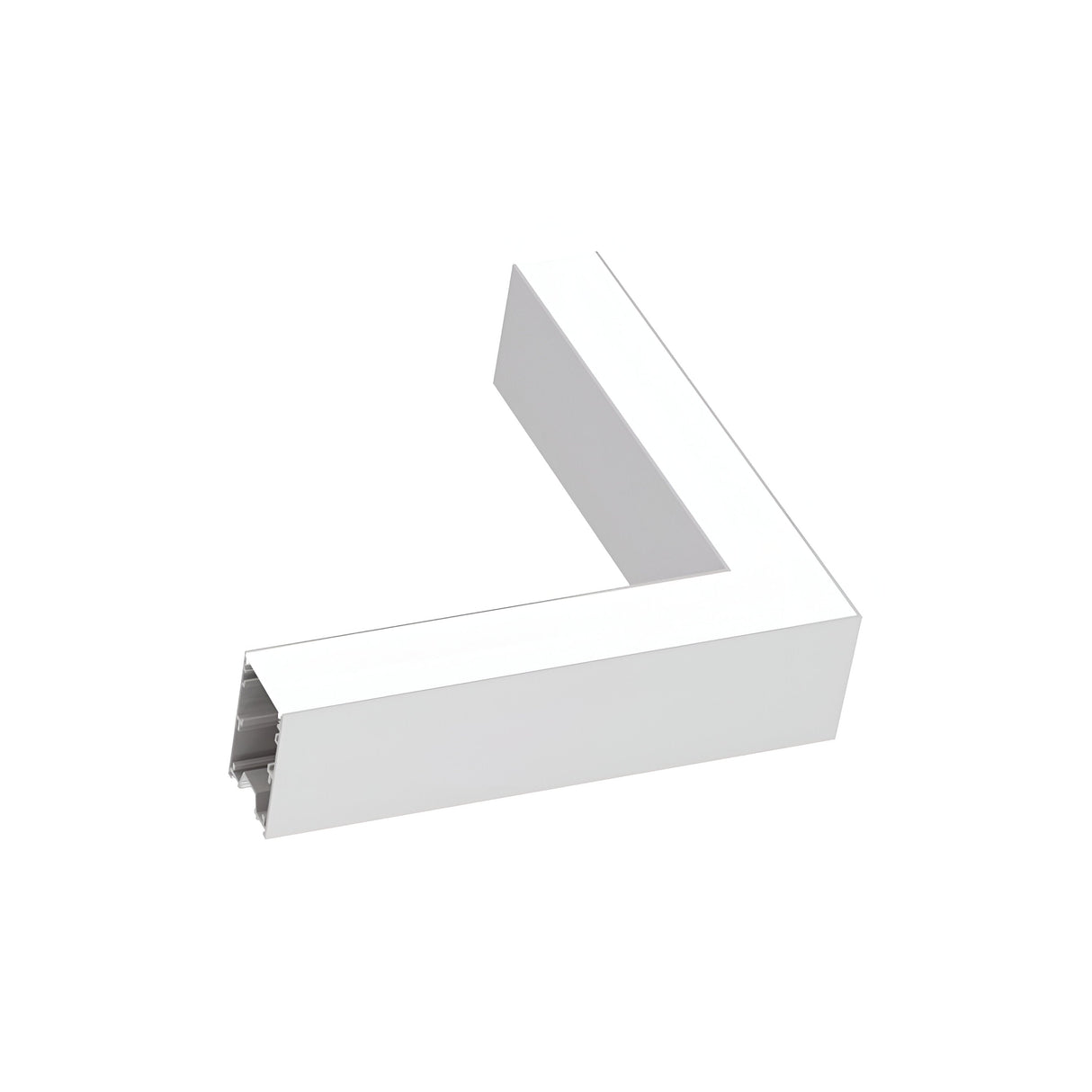 Image showcasing the Sparx Corner LED Connector 8W 4000K in white, set against a plain background. This L-shaped connector includes a hollow section with visible internal grooves, ideal for assembling 4000K LED lights and track lighting installations.