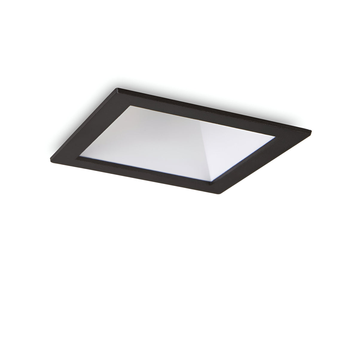 The Sally LED Square Recessed Trim Downlight, featuring an 11W power rating and a color temperature of 3000K, offers energy-efficient illumination. Its black frame and white diffuser are set against a white background, making it ideal for modern interior designs.