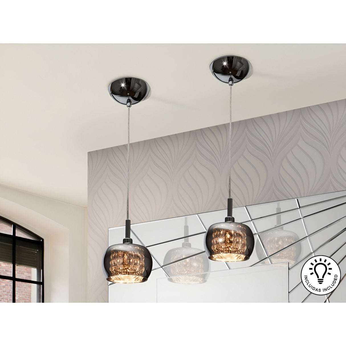 Arian 1 Light Glass/Crystal Pendant - Brown