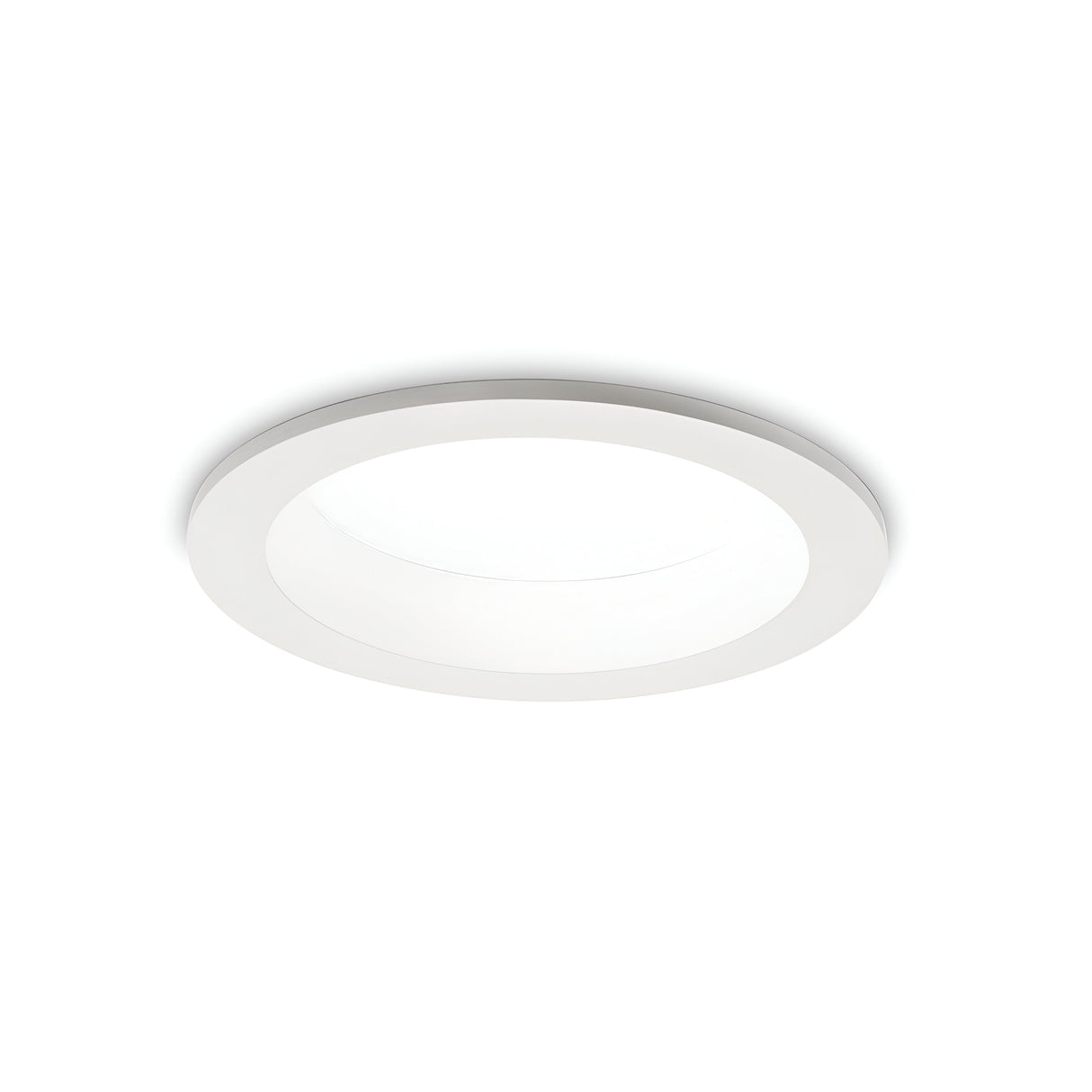 The Radiara-2 Round LED Recessed Downlight 71mm in white boasts a modern and minimalistic design, seamlessly flush-mounted to the ceiling. It emits bright, even illumination at 3000K, making it perfect for energy-efficient lighting in contemporary interior spaces.