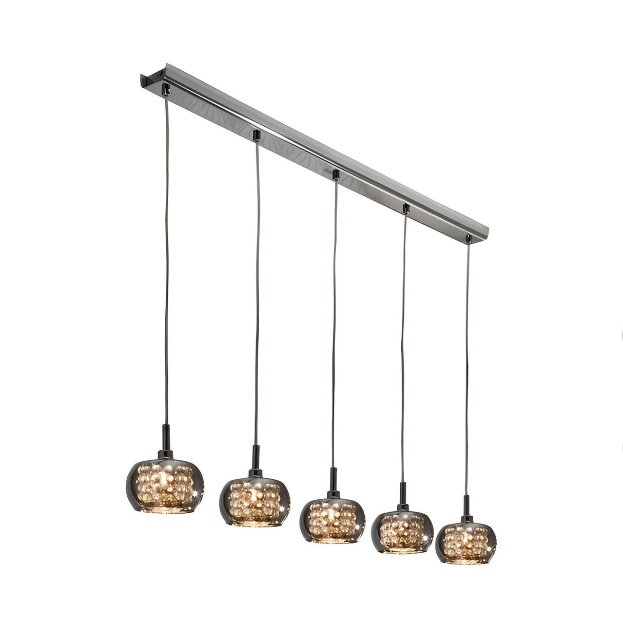 Arian 5 Light Glass Bar Pendant - Brown (With Remote Control)