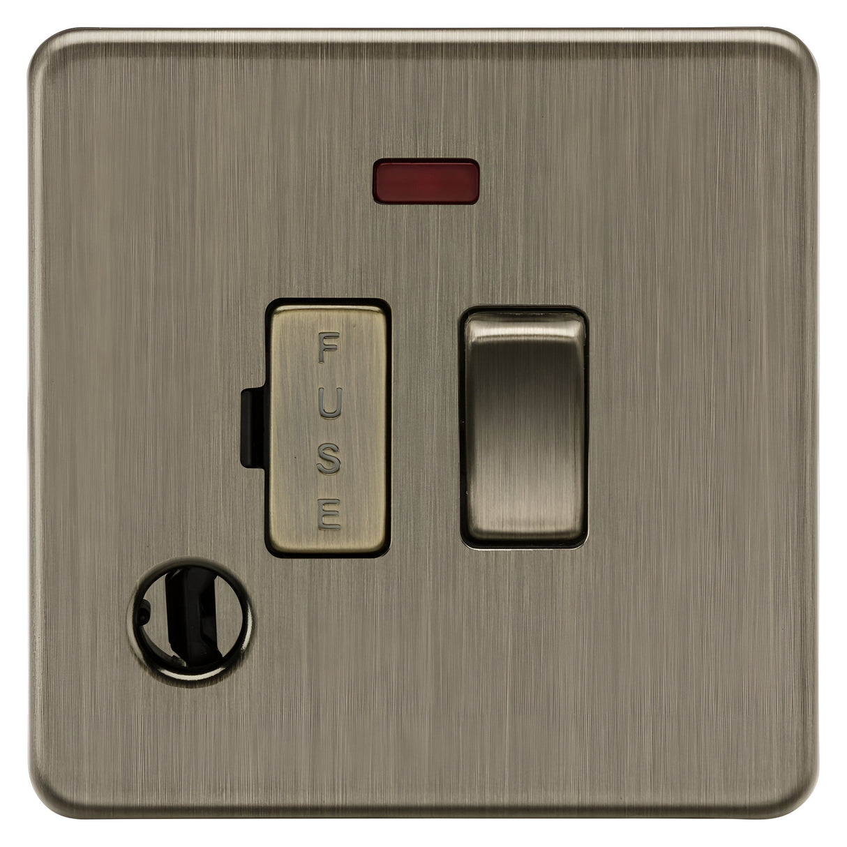13A Switched Fused Spur with Neon and Flex Outlet - Antique Brass