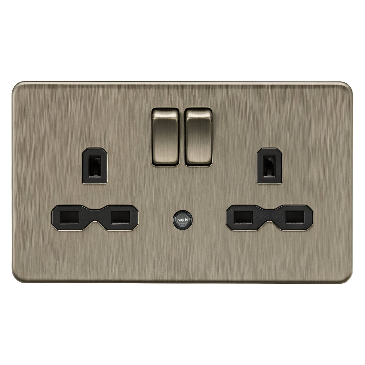 13A 2G DP switched socket with night light function - Antique Brass