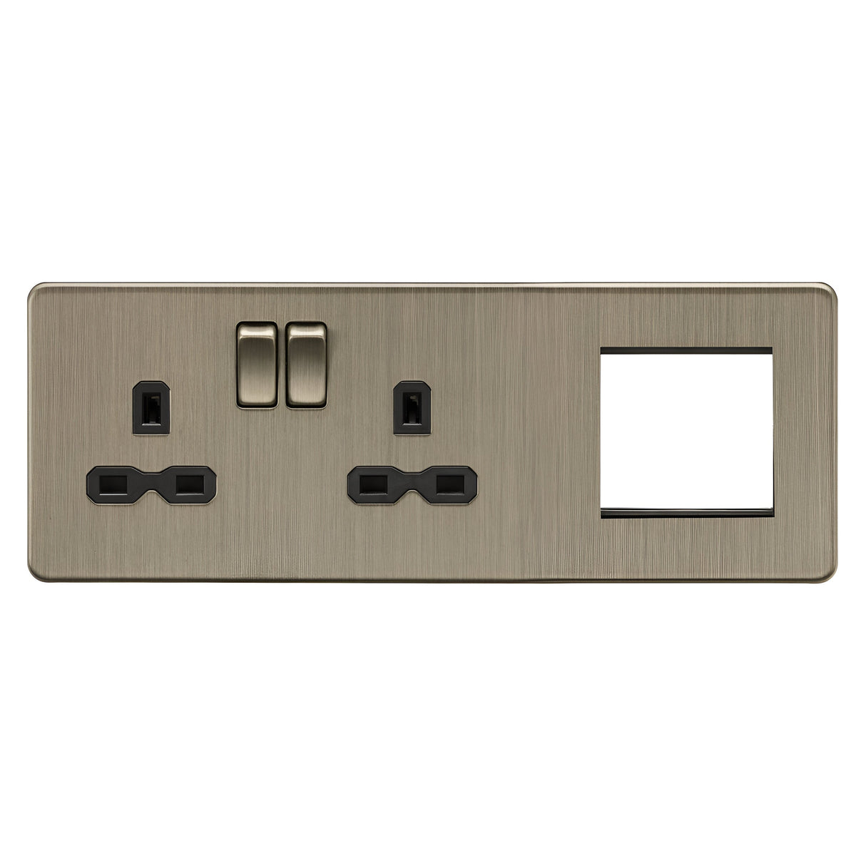 13A 2G DP Socket + 2G Modular Combination Plate - Antique Brass