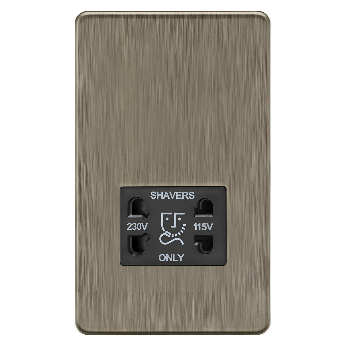 115V/230V Dual Voltage Shaver Socket - Antique Brass