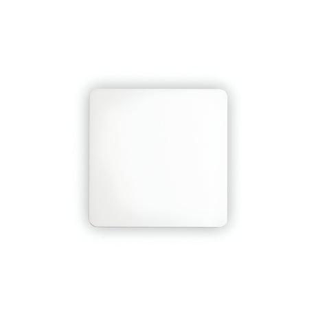 A NovaLite LED Square Ceiling & Wall Light in white, measuring 15cm, is set against a plain light gray background. This fixture showcases a minimalist design and features a smooth, even surface, exemplifying an energy-efficient solution that merges simplicity with functionality.