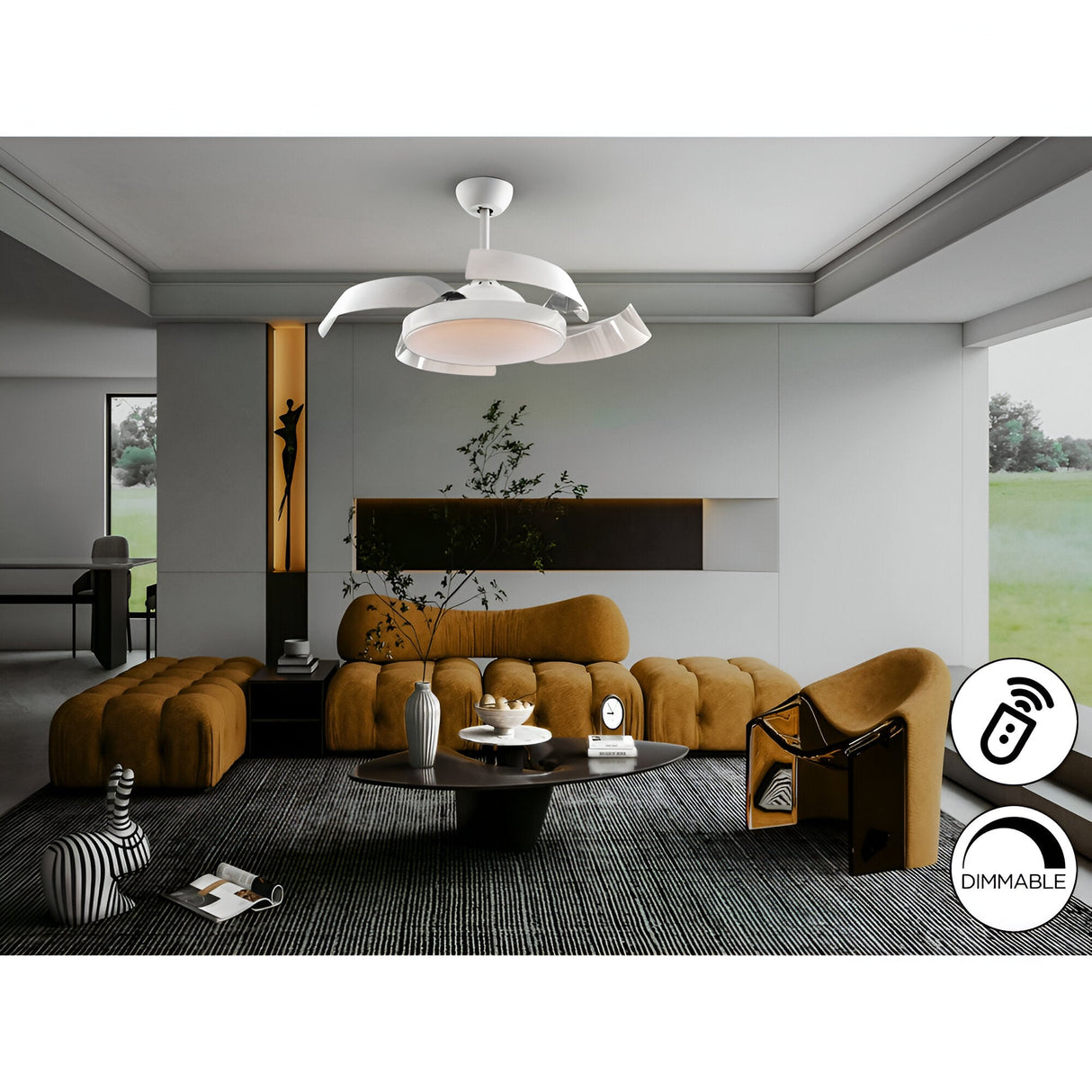 Enzo CCT Dimmable LED Ceiling Fan Light - White
