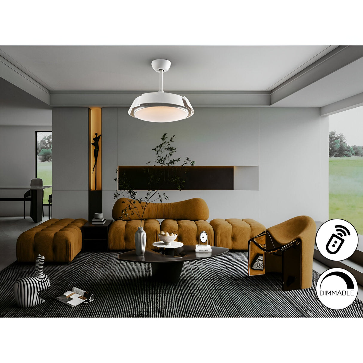 Enzo CCT Dimmable LED Ceiling Fan Light - White